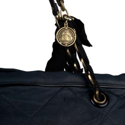 Lanvin Navy Amalia Quilted Leather Tote Bag