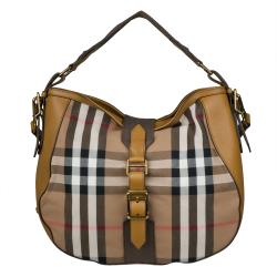 Burberry Medium Vintage House Check Hobo Bag