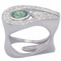 De Buman Sterling Silver Emerald and White Topaz Ring