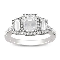Miadora 18k White Gold 1 1/2ct TDW Diamond Engagement Ring (D, VS2)