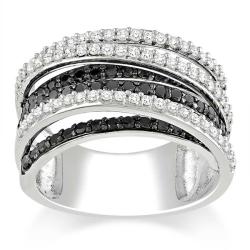 Sterling Silver 1ct TDW Black and White Diamond Ring (G-H, I2-I3)