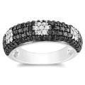 Sterling Silver 1ct TDW Black and White Diamond Ring (G-H, I2-I3)