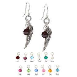 Charming Life Angel Wing Charm Earrings with Birthstone Colors