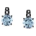 Silver Blue Topaz and Diamond Accent Earrings (G-H, I3)