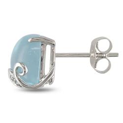 10k White Gold 9 CT TGW Topaz and Diamond Accent Earrings (H-I, I2-I3)
