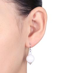 Sterling Silver White Agate Dangle Earrings
