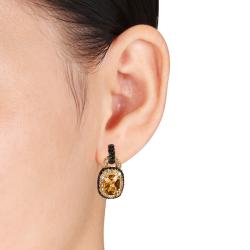 Yellow Silver Citrine, Spinel and Created Sapphire Earrings