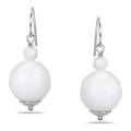 Sterling Silver White Agate Dangle Earrings