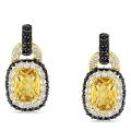 Yellow Silver Citrine, Spinel and Created Sapphire Earrings