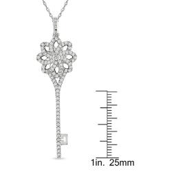 14k White Gold 1/2ct TDW Diamond Key Necklace (G-H, SI1-SI2)
