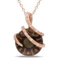 Miadora Silver 11ct TGW Smokey Quartz and Diamond Accent Necklace