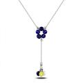 Sterling Silver 4ct TGW Multi-gemstones and FW Pearl Necklace