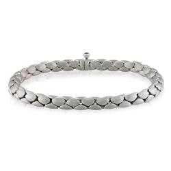 14k White Gold Sapphire Cobra Chain Bracelet 