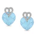 10k White Gold Blue Topaz and Diamond Accent Earrings (G-H, I2-I3)