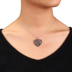 Sterling Silver 1 ct TDW Diamond Heart Pendant (H-I, I3)