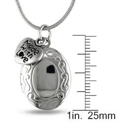 White Brass Locket with Hanging Heart Charm Pendant