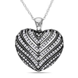 Sterling Silver 1 ct TDW Diamond Heart Pendant (H-I, I3)