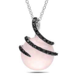 Silver Pink Opal and Diamond Accent Necklace
