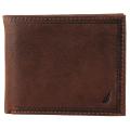 Nautica Men's Topstitched Bi-Fold Genuine Leather Passcase Wallet