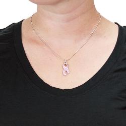 Polished Breast Cancer Awareness Pink Crystal Necklace