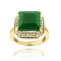 Glitzy Rocks Gold over Silver Lab-created Emerald and Cubic Zirconia Ring