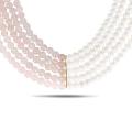 Sterling Silver Rose Quartz and White Pearl Necklace (6-7 mm)
