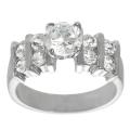 Silvertone Round-cut Cubic Zirconia Ring