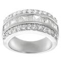 Silvertone Round-cut and Princess-cut Cubic Zirconia Ring