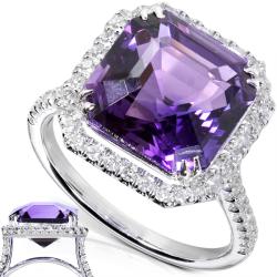 10k White Gold Amethyst and 3/8ct TDW Diamond Ring (H-I, I1-I2)