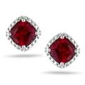 Sterling Silver 2 1/2 ct TGW Cushion-cut Created Ruby Stud Earrings