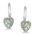 10k White Gold Green Amethyst and 1/7ct TDW Diamond Earrings (G-H, I2-I3)