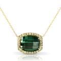 14k Gold Green Tourmaline and 1/4ct TDW Diamond Necklace (H-I, I1-I2)