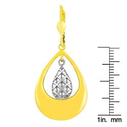 14k Two-tone Gold Double Teardrop Filigree Dangle Earrings