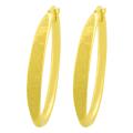 14k Yellow Gold Satin/ Polished Oval Hoop Earrings