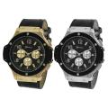 Geneva Platinum Men's Chronograph-style Faux Leather Strap Watch