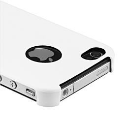 White with Rear Hole Snap-on Case for Apple iPhone 4 AT&T/ Verizon