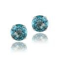 Glitzy Rocks Sterling Silver 3 1/5ct TGW London Blue Topaz 7-mm Stud Earrings