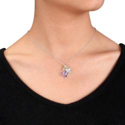Sterling Silver Amethyst, Peridot and Blue Topaz Fashion Necklace