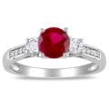 10k White Gold Created Sapphire, Ruby and Diamond Accent Ring