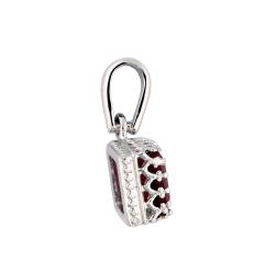 Sterling Silver Created Ruby Crown Necklace