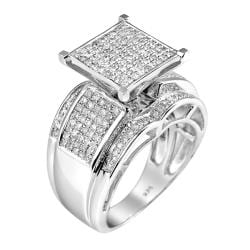 Sterling Silver 9/10ct TDW White Diamond Ring (Size 7.25)