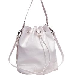 Dasein White Faux Leather Tall Drawstring Hobo Bag