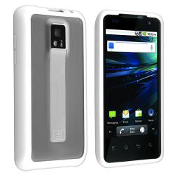 Clear with White Trim TPU Rubber Skin Case for LG G2X