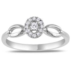 Miadora Sterling Sliver 1/10ct TDW Diamond  Halo Ring