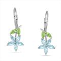 Miadora Sterling Silver 2 1/3ct TGW Blue Topaz and Peridot Leverback Earrings