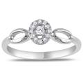 Miadora Sterling Sliver 1/10ct TDW Diamond Halo Ring