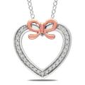 Silver and Pink Gold 1/8ct TDW Diamond Heart Necklace (G-H, I2-3)