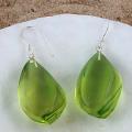 Sterling Silver Freeform Green Baltic Amber Dangle Earrings (Lithuania)