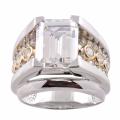Michael Valitutti Signity 14k Gold and Silver Cubic Zirconia Ring