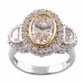 Michael Valitutti Signity 14k Gold and Silver Cubic Zirconia Ring